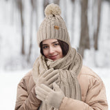 Women'S Winter Beanie, Scarf & Glove Combo