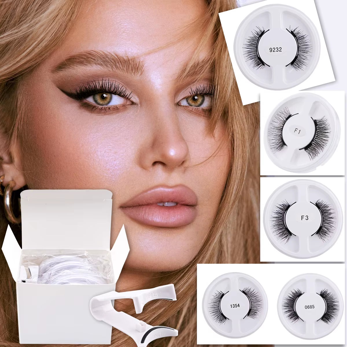 Magnetic Eyelash Kit 5 Pairs with Applicator Tweezer (5 Styles)