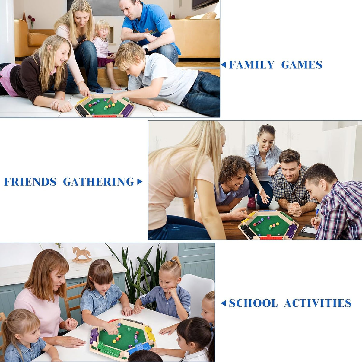 Shut the Box Wooden Dice Family Board Game (6 Players)