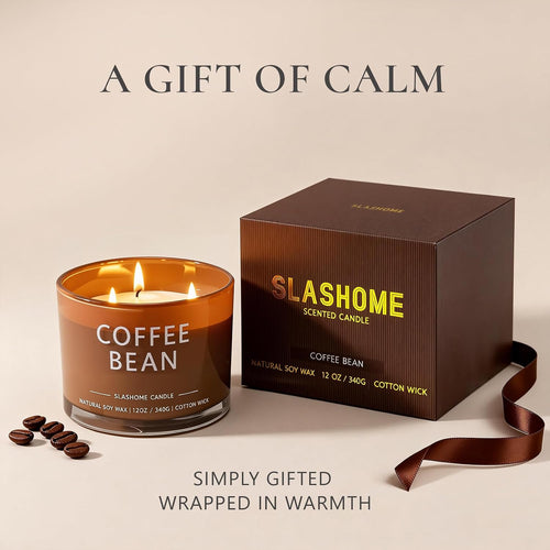 Coffee Bean Soy Wax Candle in Glass Jar, 12Oz
