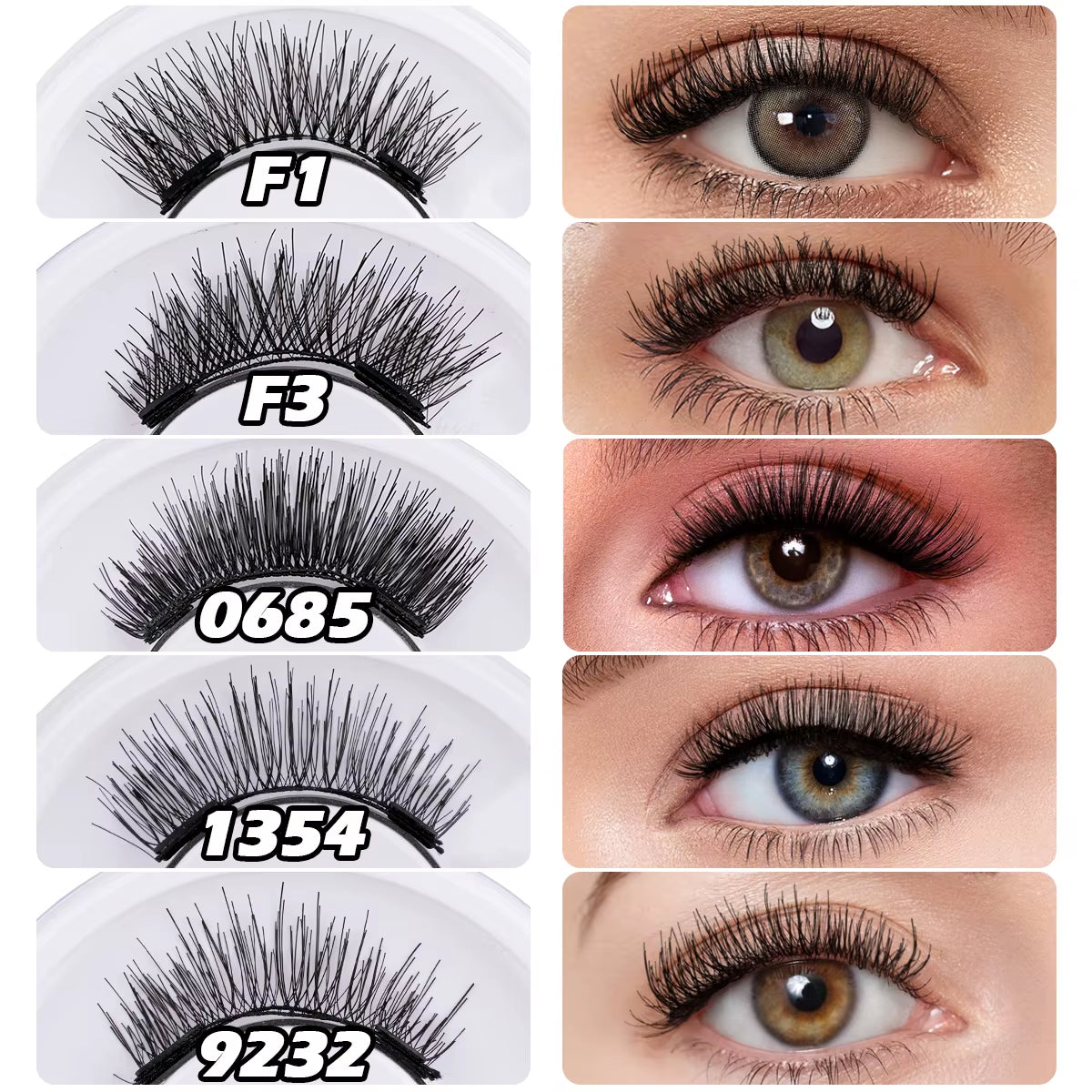 Magnetic Eyelash Kit 5 Pairs with Applicator Tweezer (5 Styles)