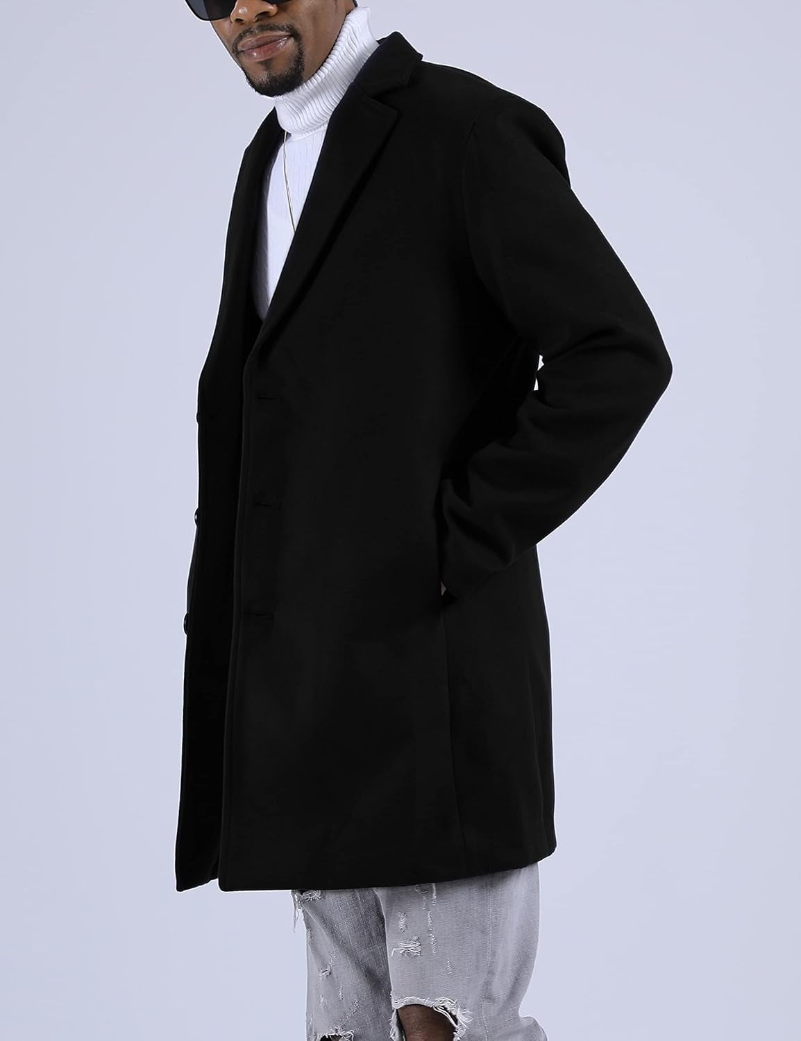 Men'S Wool-Blend Notched-Collar Pea Coat