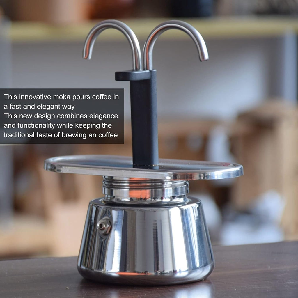 Moka Pot, 100Ml Stainless Steel Mini 2 Cup Stovetop Coffee Maker
