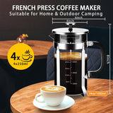 Compact Stainless-Steel French Press Coffee Maker