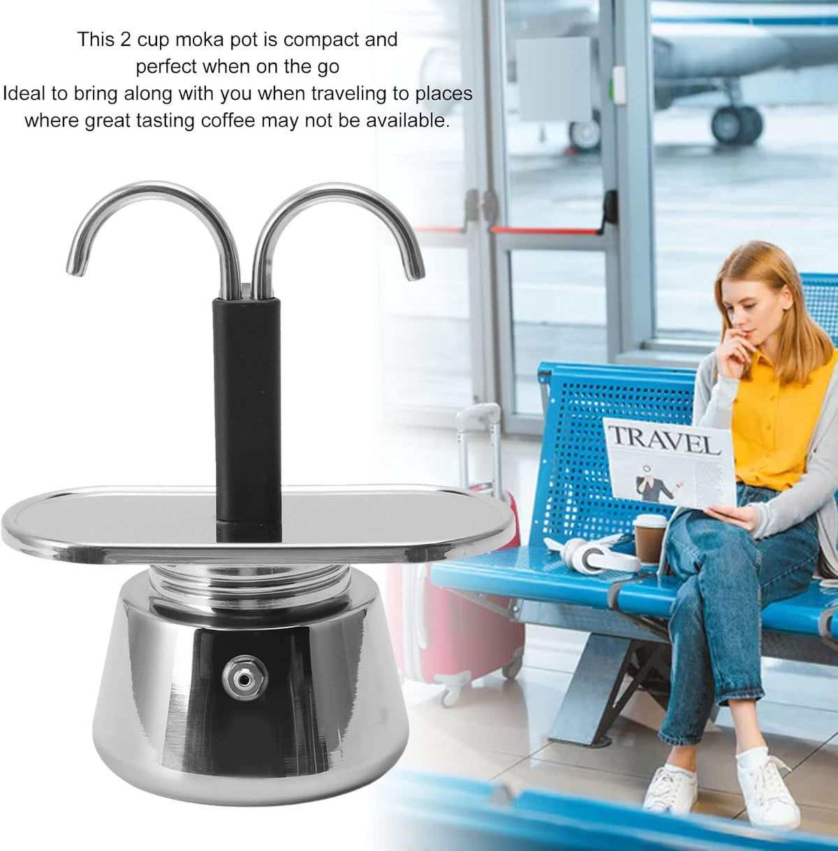 Moka Pot, 100Ml Stainless Steel Mini 2 Cup Stovetop Coffee Maker