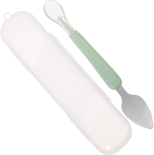 Double-head silicone baby feeding spoon with scraper and spoon ends