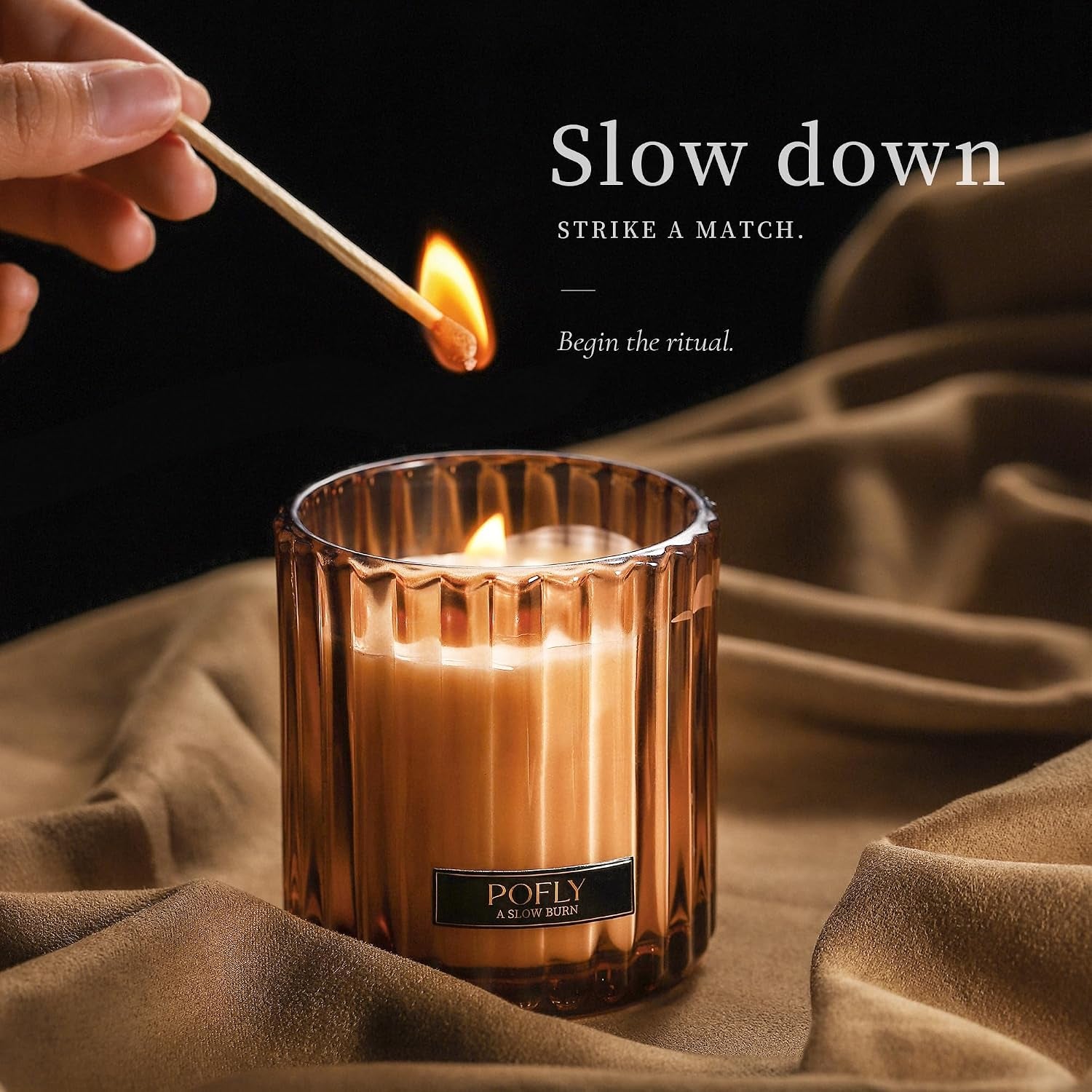 Lavender Soy Wax Candle with Wood Wick, Glass Jar