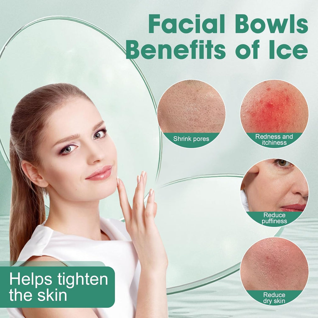 Collapsible Silicone Face Ice Bath Bowl with Built-In Ice Tray