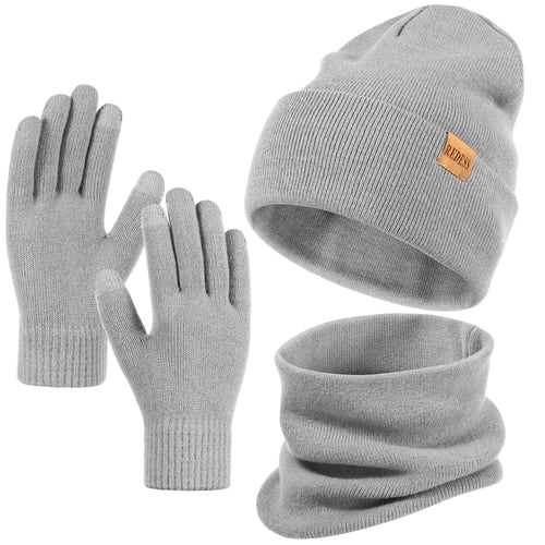 Unisex Winter Hat, Scarf & Glove 3-Piece Set