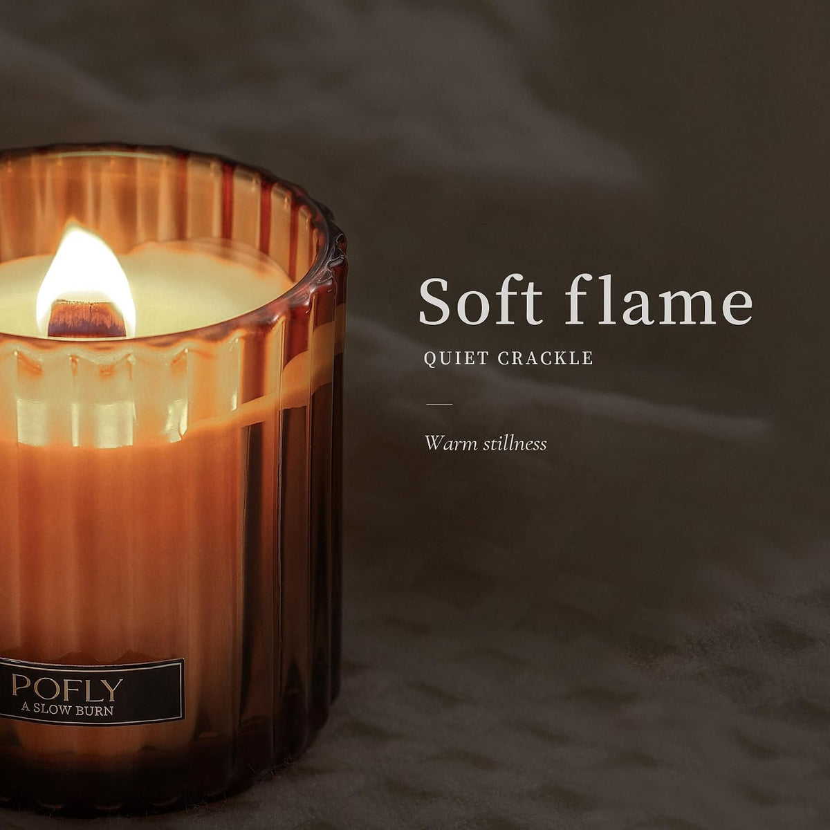 Lavender Soy Wax Candle with Wood Wick, Glass Jar