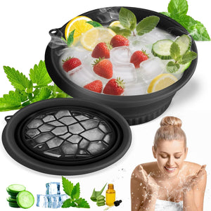 Collapsible Silicone Face Ice Bath Bowl with Built-In Ice Tray
