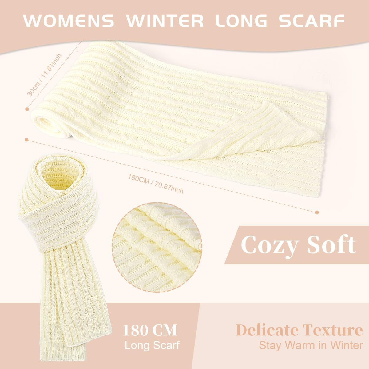 Women'S 3-In-1 Beanie, Scarf & Touchscreen Glove Set