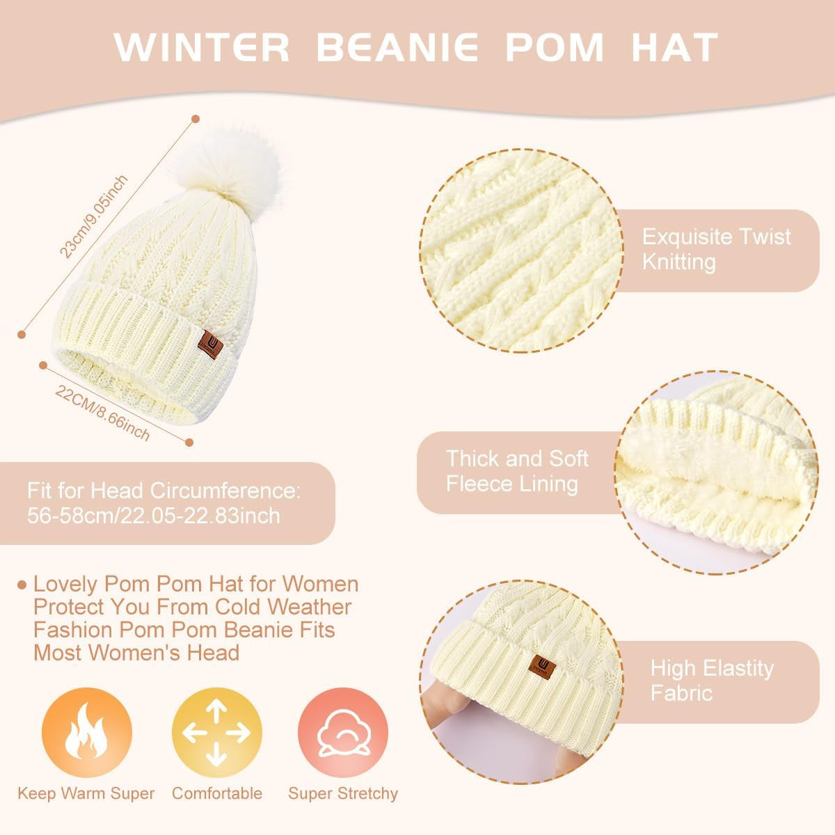 Women'S 3-In-1 Beanie, Scarf & Touchscreen Glove Set