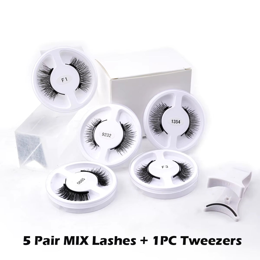 Magnetic Eyelash Kit 5 Pairs with Applicator Tweezer (5 Styles)
