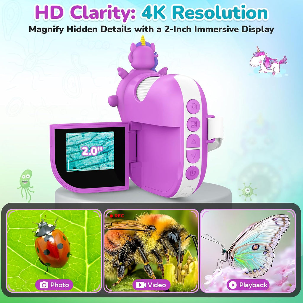 Digital Microscope for Kids Handheld Miniscope 1000X Rechargeable