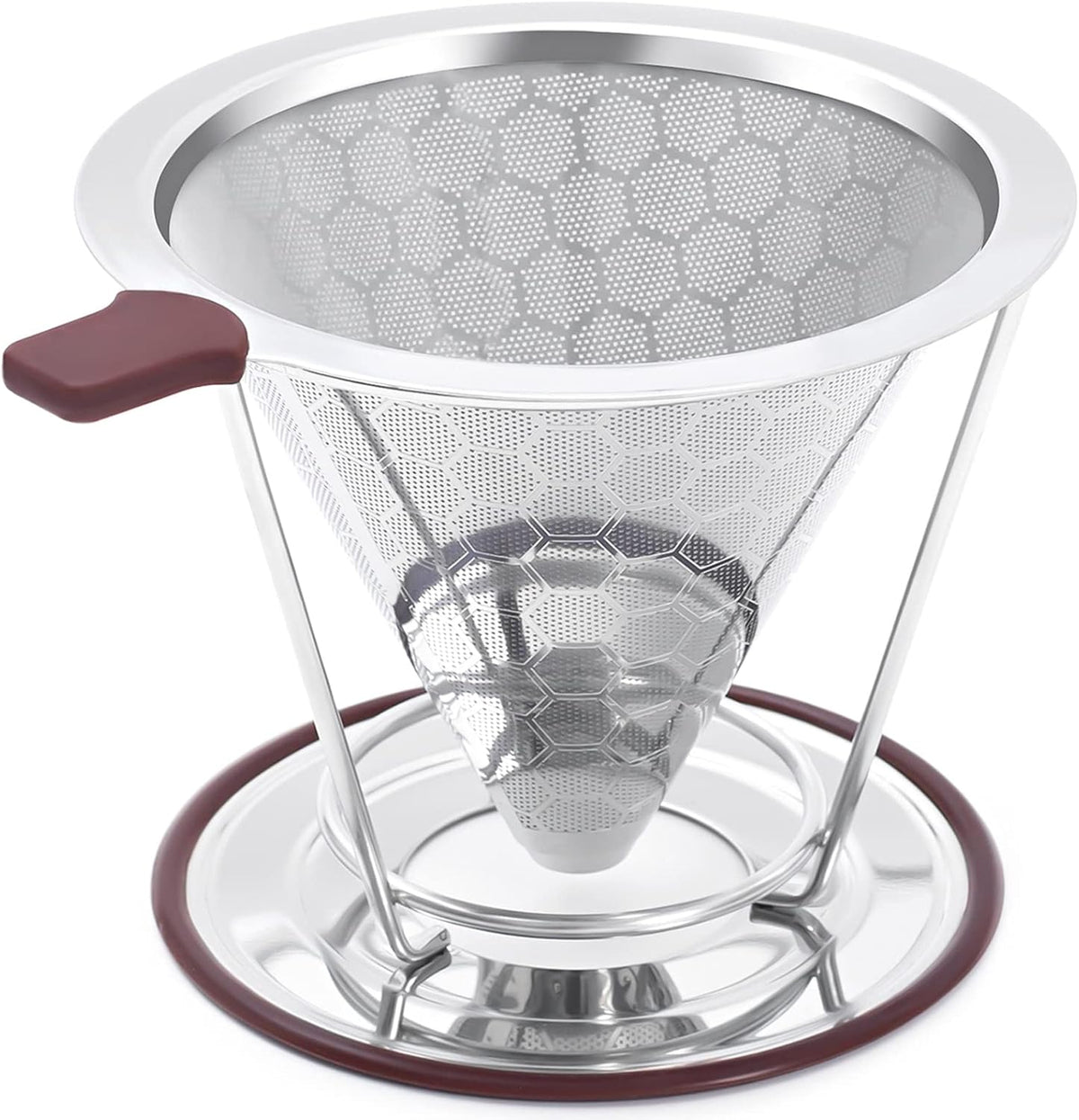 Stainless Steel Pour-Over Coffee Dripper with Reusable Filter