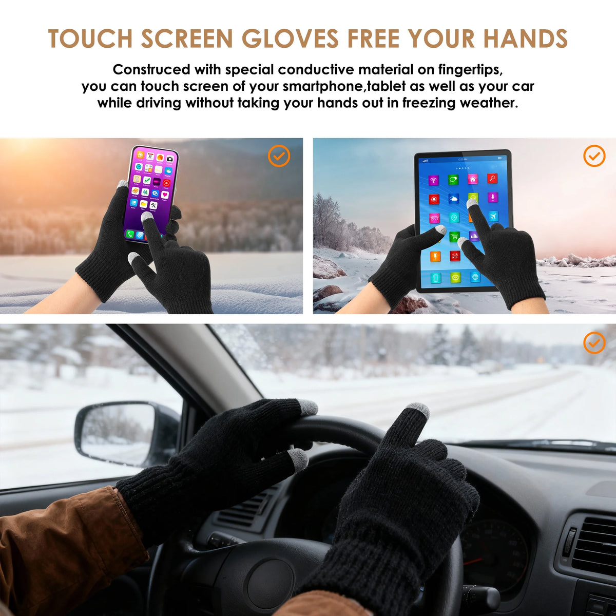 Unisex Winter Hat, Scarf & Glove 3-Piece Set