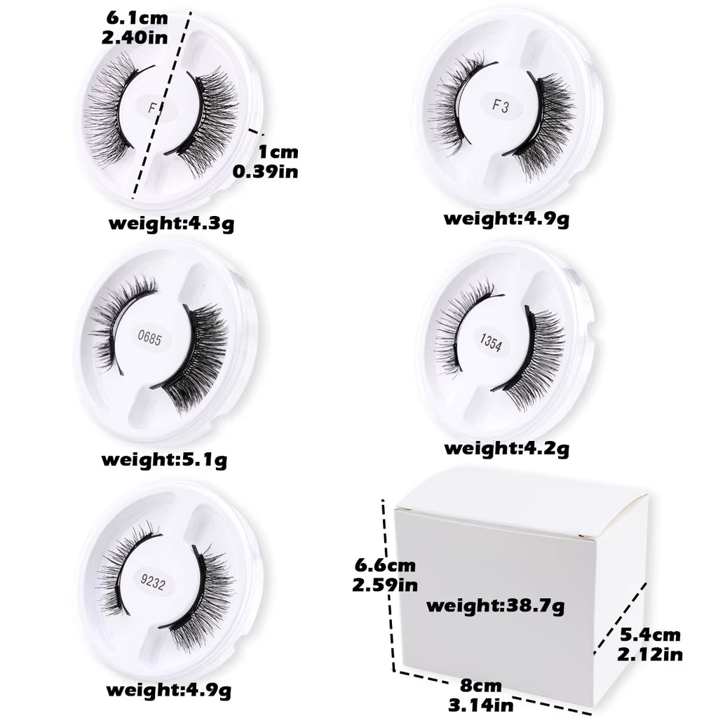 Magnetic Eyelash Kit 5 Pairs with Applicator Tweezer (5 Styles)