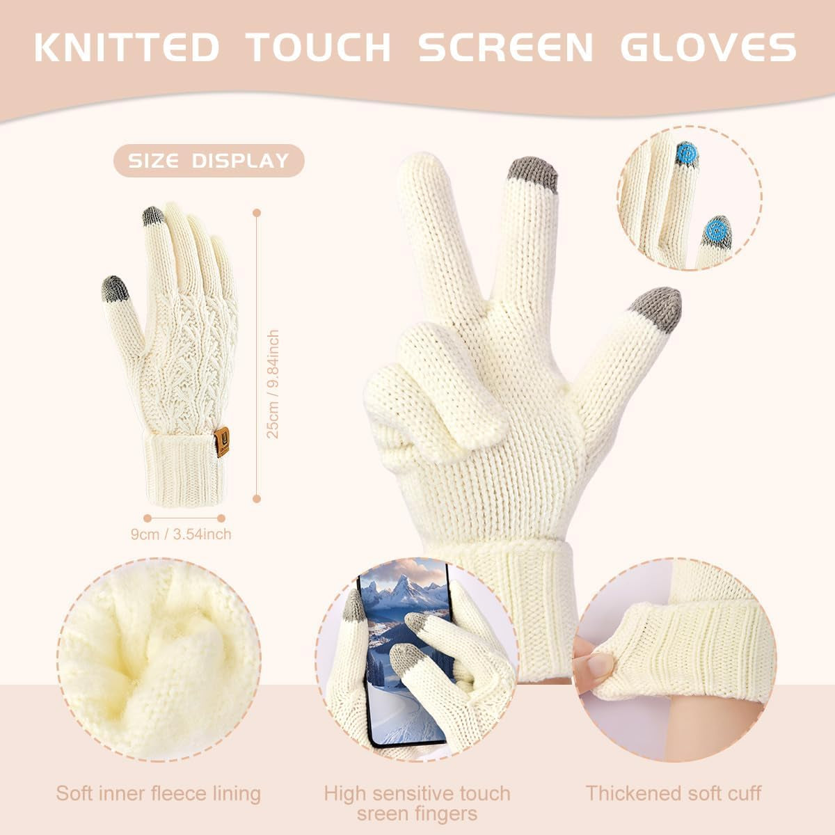 Women'S 3-In-1 Beanie, Scarf & Touchscreen Glove Set