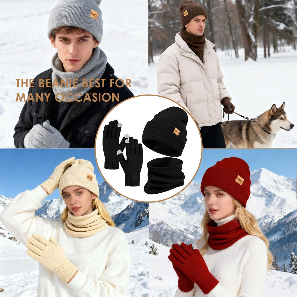 Unisex Winter Hat, Scarf & Glove 3-Piece Set