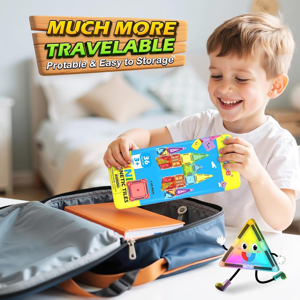 Mini Magnetic Tiles Travel Kit with Metal Tin