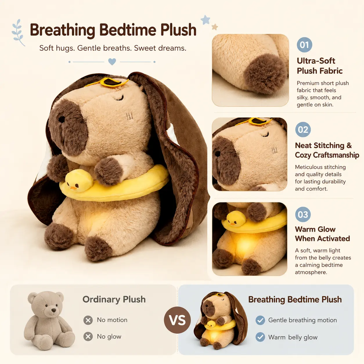 Breathing Capybara Plush Toy