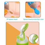 Close-up of the silicone spoon tip on the feeding bottle