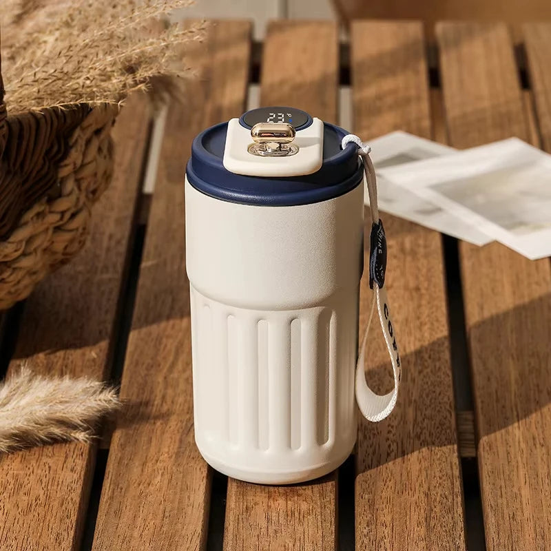 LED digital temperature display stainless steel coffee mug