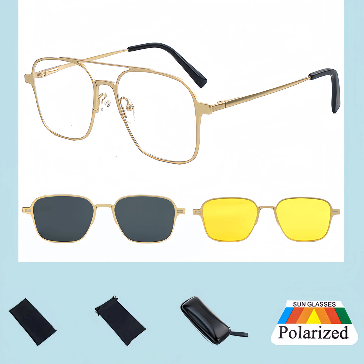 3-In-1 Magnetic Polarized Clip-On Sunglasses