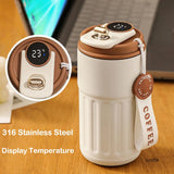 LED digital temperature display stainless steel coffee mug