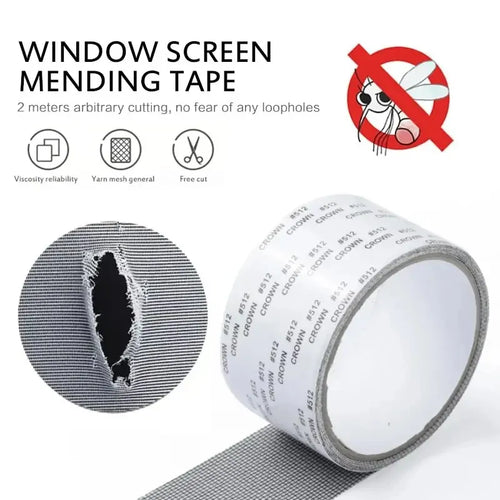 Roll of self-adhesive fiberglass window screen repair tape
