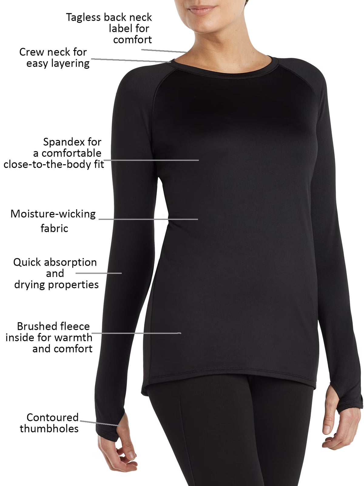 Women'S Plush-Warmth Crew-Neck Thermal Base-Layer Top
