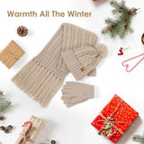Women'S Winter Beanie, Scarf & Glove Combo