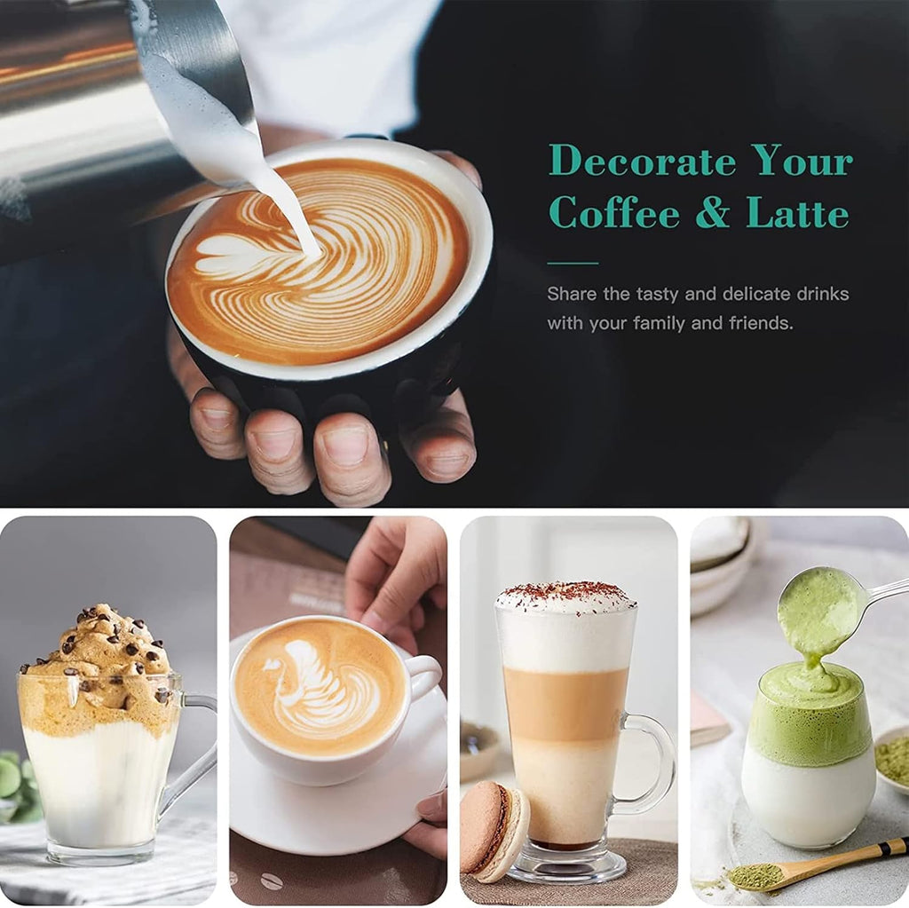 Rechargeable Milk Frother - Electric Handheld Coffee Mixer with 2 Whisks