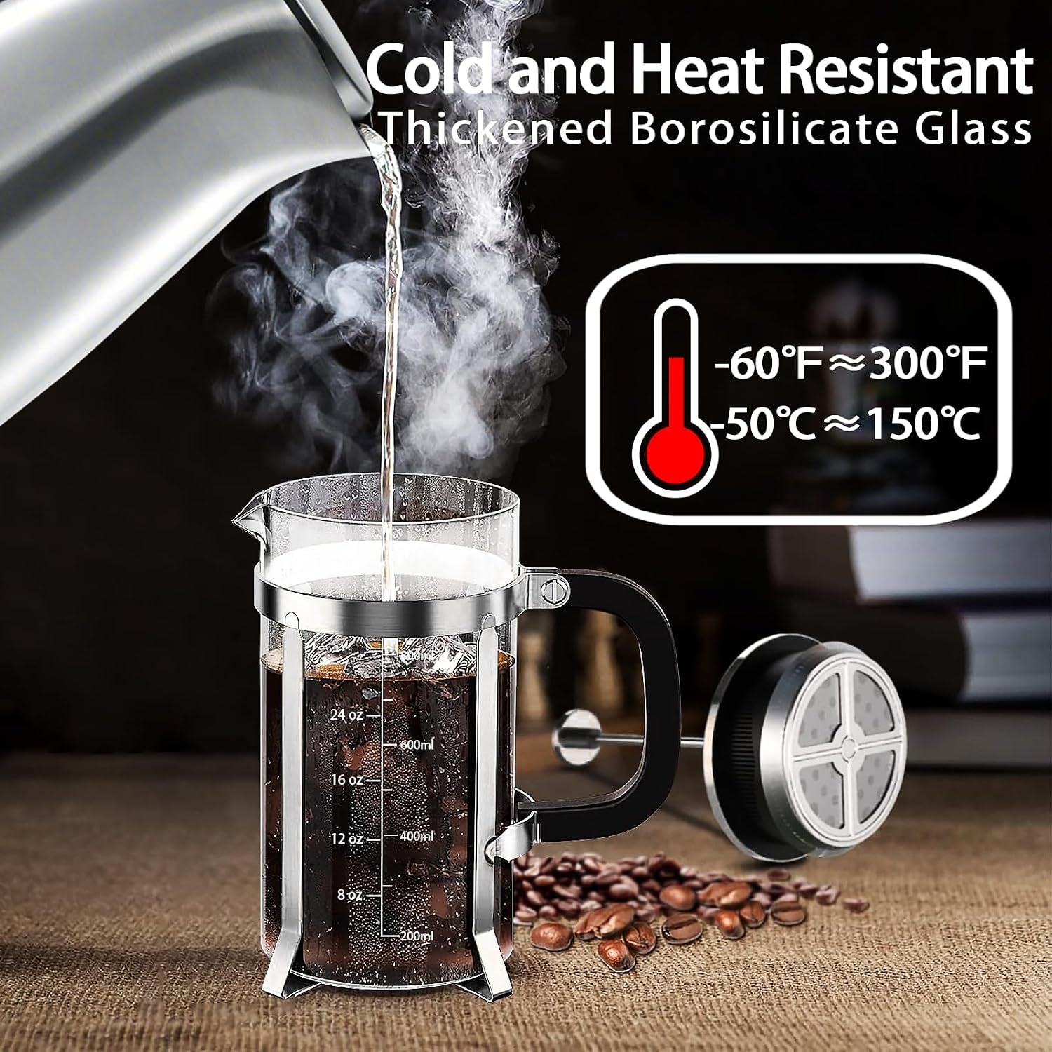 Compact Stainless-Steel French Press Coffee Maker