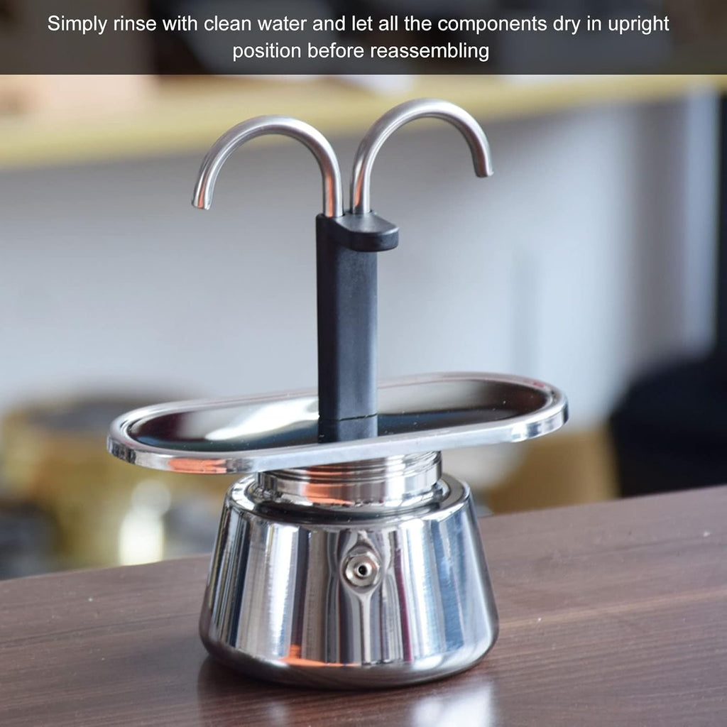 Moka Pot, 100Ml Stainless Steel Mini 2 Cup Stovetop Coffee Maker
