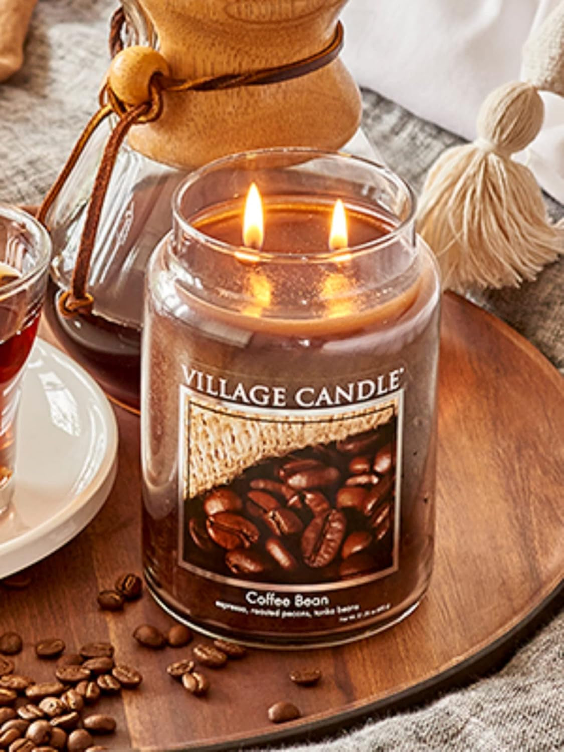 Coffee Bean Soy Wax Candle in Glass Jar, 21Oz