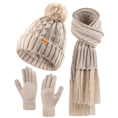 Women'S Winter Beanie, Scarf & Glove Combo