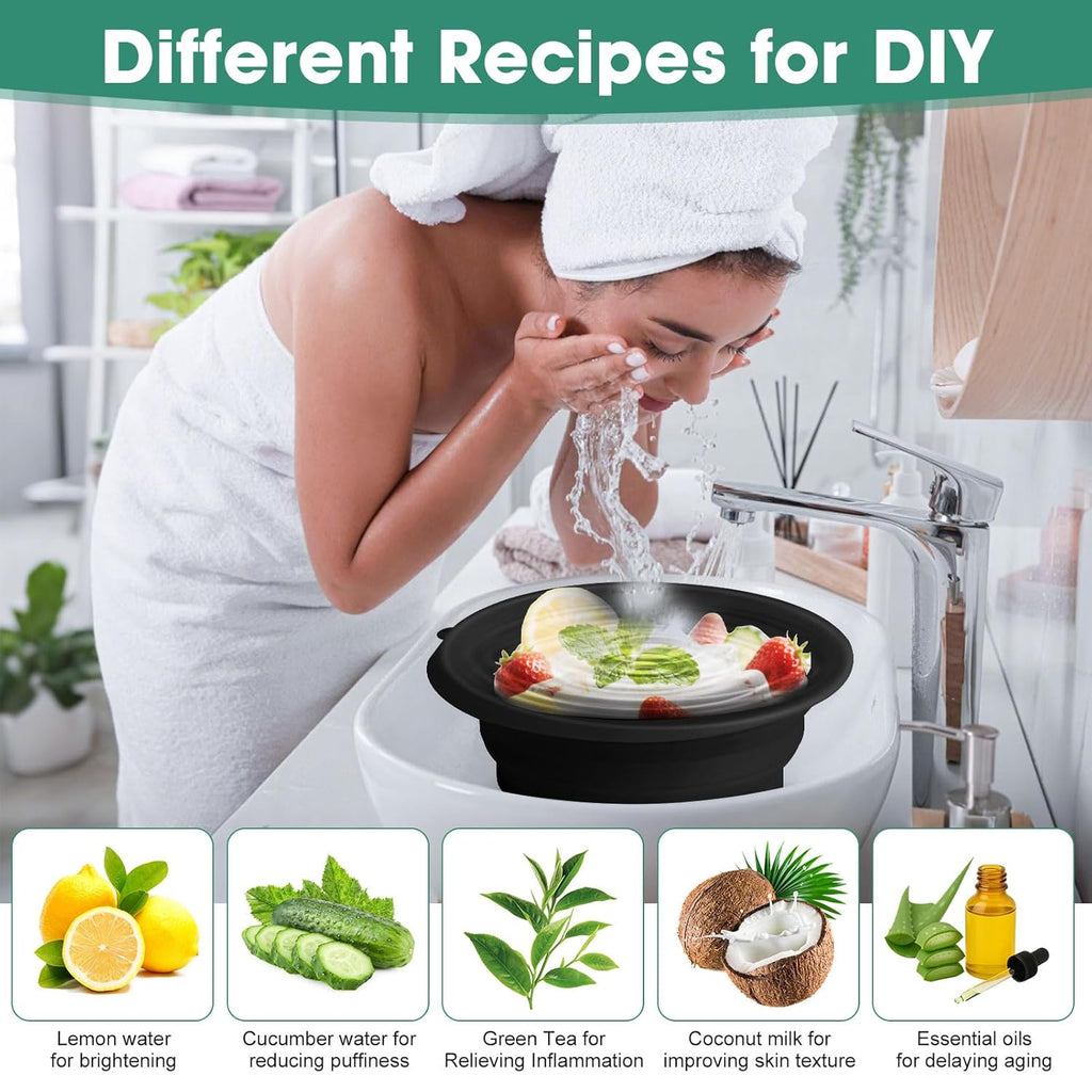 Collapsible Silicone Face Ice Bath Bowl with Built-In Ice Tray