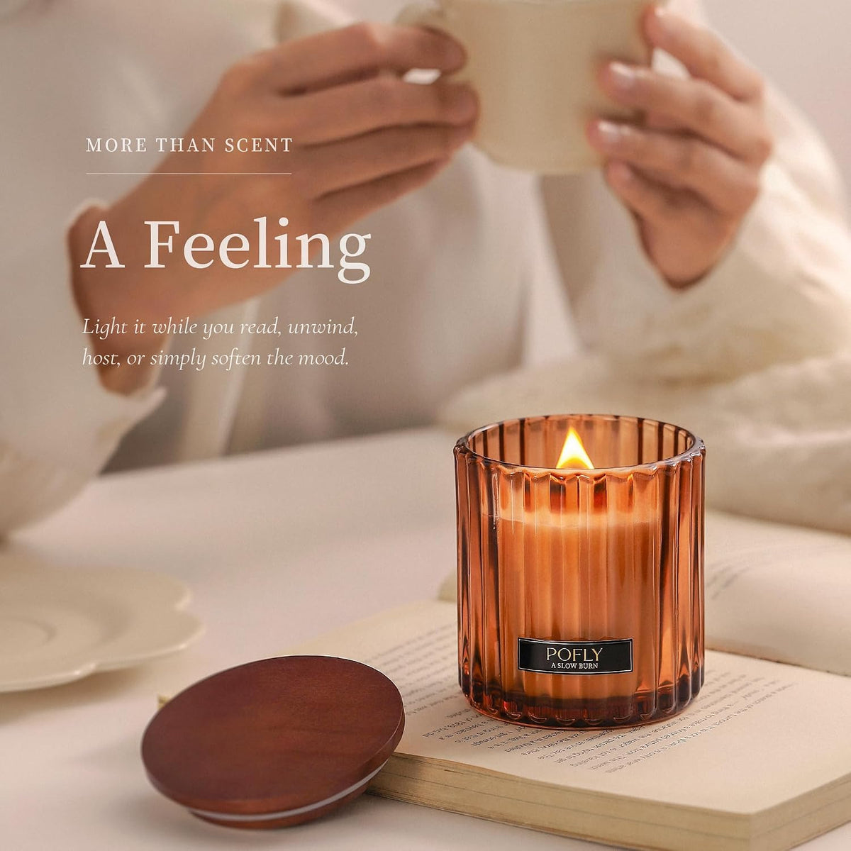 Lavender Soy Wax Candle with Wood Wick, Glass Jar