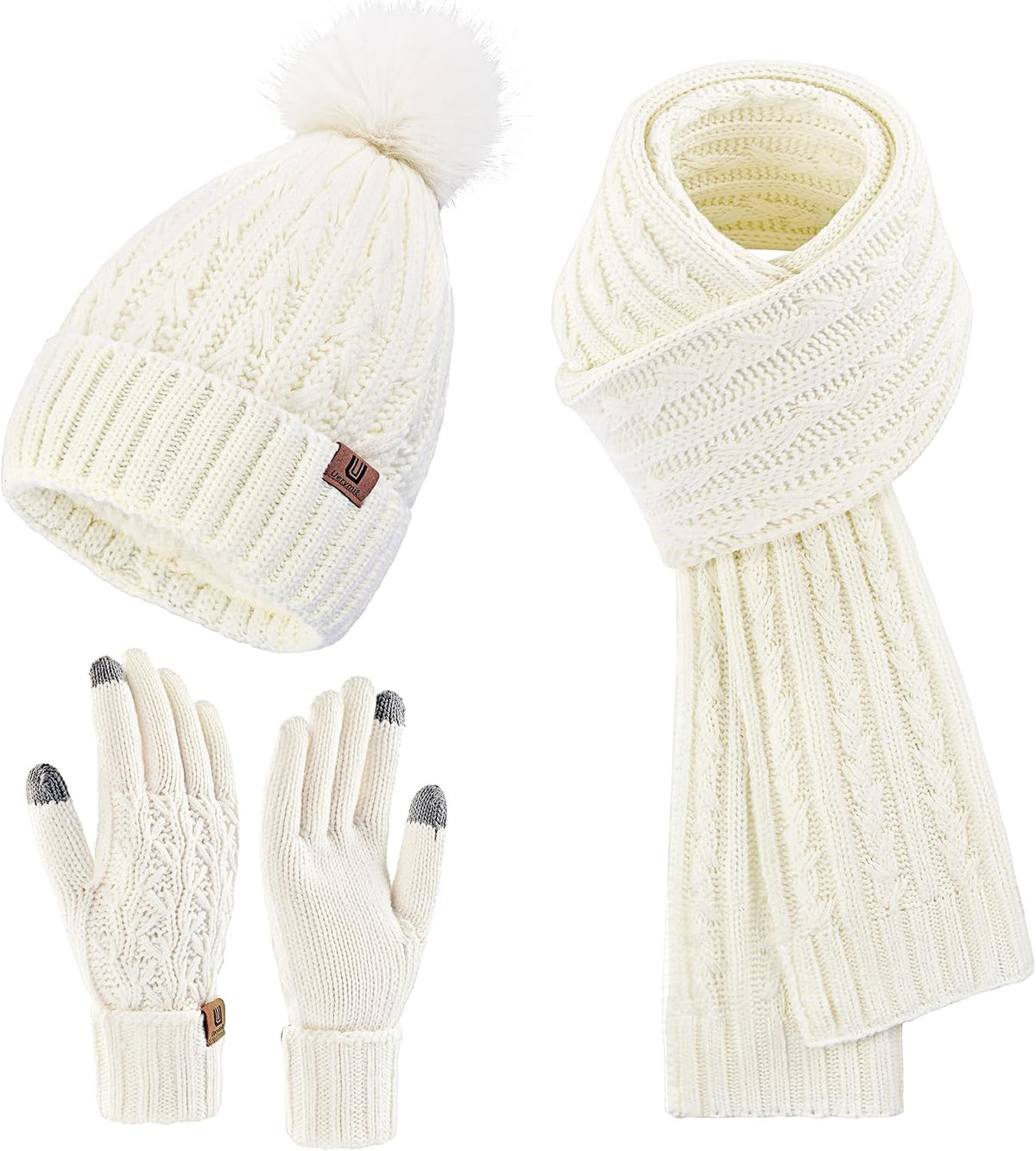 Women'S 3-In-1 Beanie, Scarf & Touchscreen Glove Set