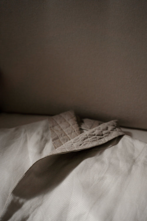 Folded cotton-blend waffle-weave bathrobe